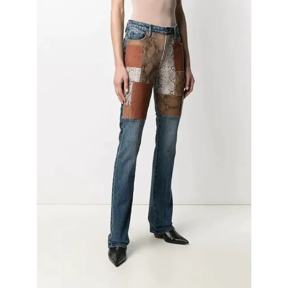 NWT FRAME Le Mini Boot Mid Rise Patchwork Snake Skin Print Jeans Women's Size 24 - Picture 3 of 15